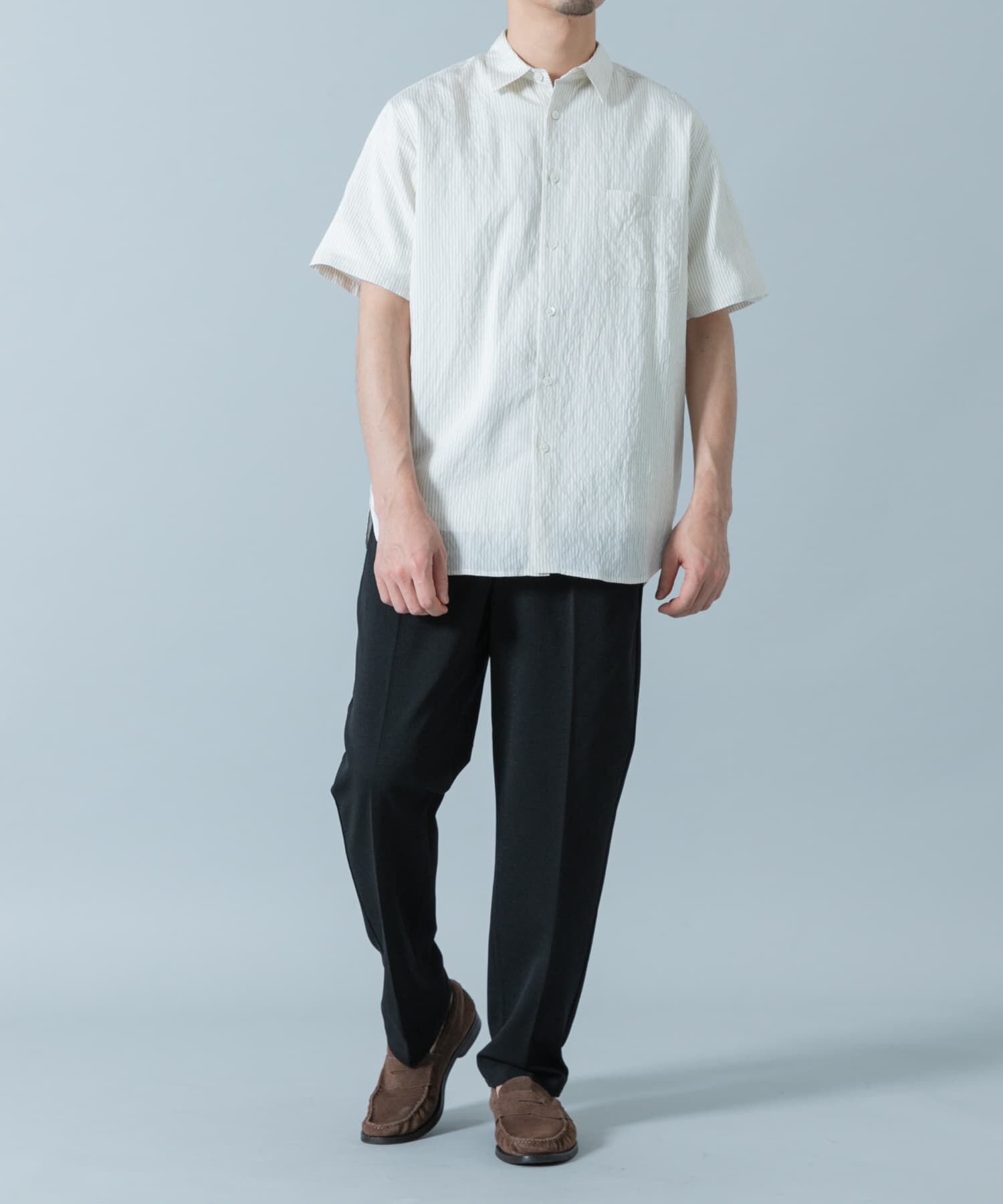 URBAN RESEARCH ROSSO「『WEB限定』『XLサイズあり』ストライプレギュラーカラー半袖シャツ」|シャツ・ブラウス|