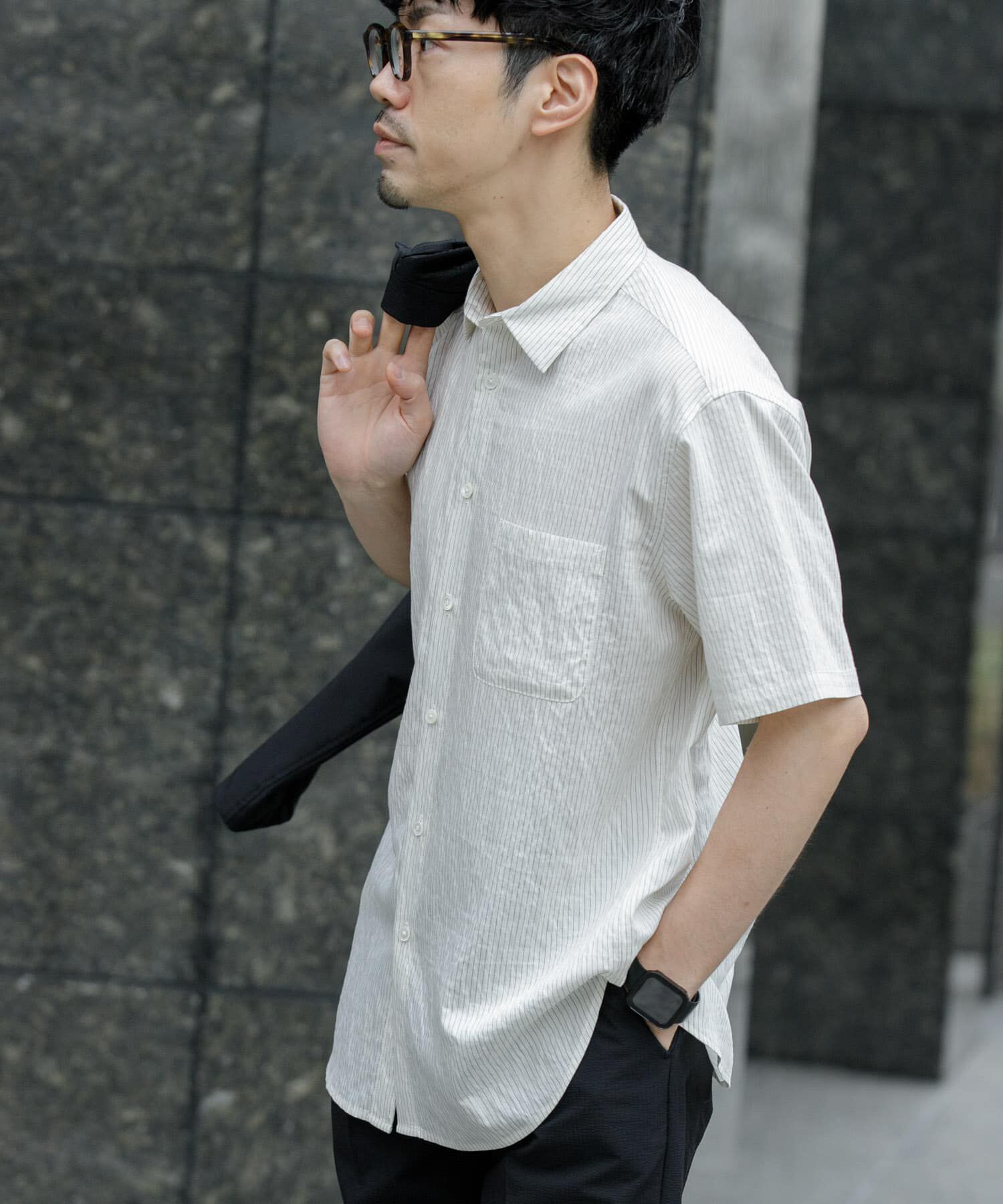 URBAN RESEARCH ROSSO「『WEB限定』『XLサイズあり』ストライプレギュラーカラー半袖シャツ」|シャツ・ブラウス|