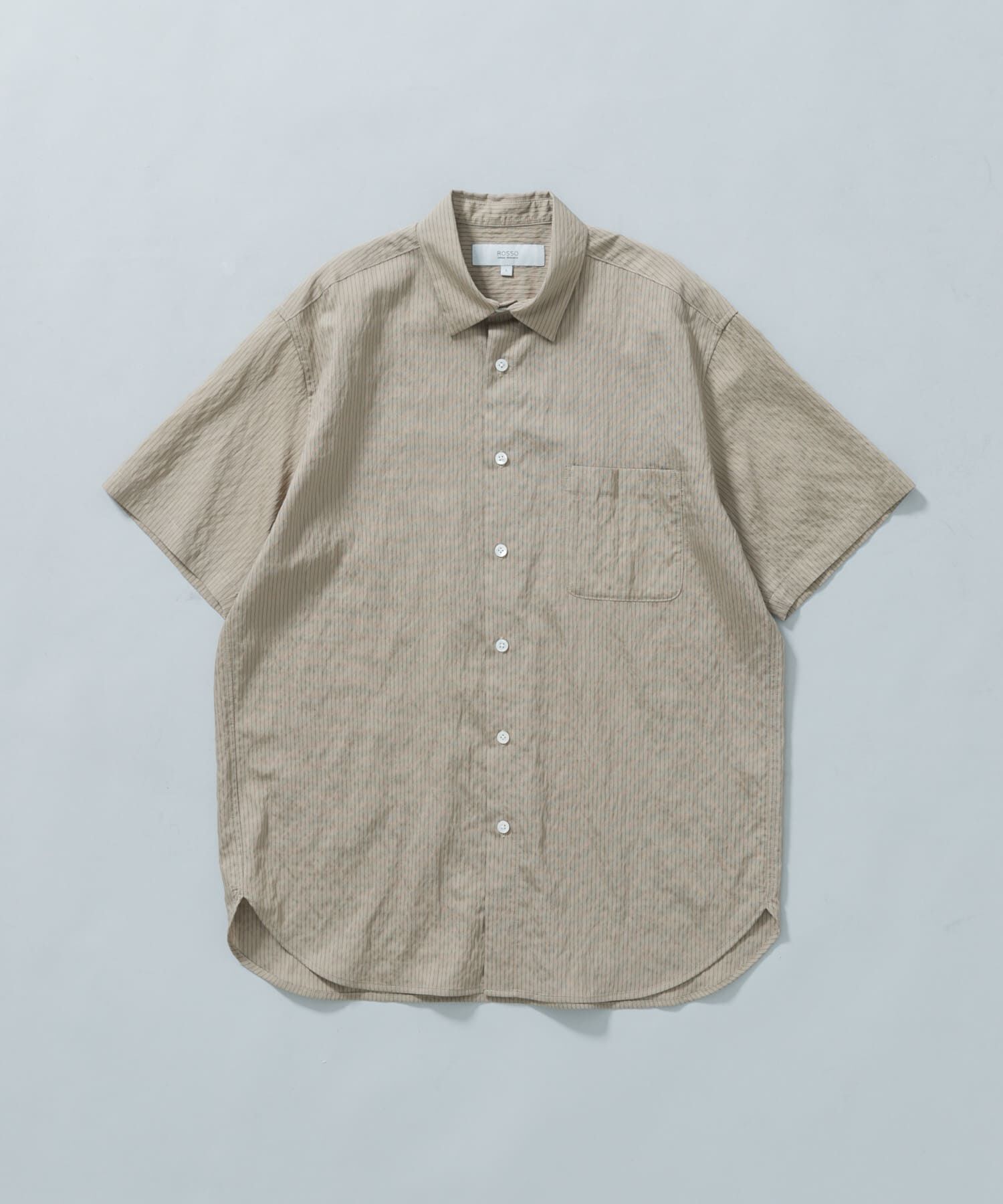 URBAN RESEARCH ROSSO「『WEB限定』『XLサイズあり』ストライプレギュラーカラー半袖シャツ」|シャツ・ブラウス|ベージュ