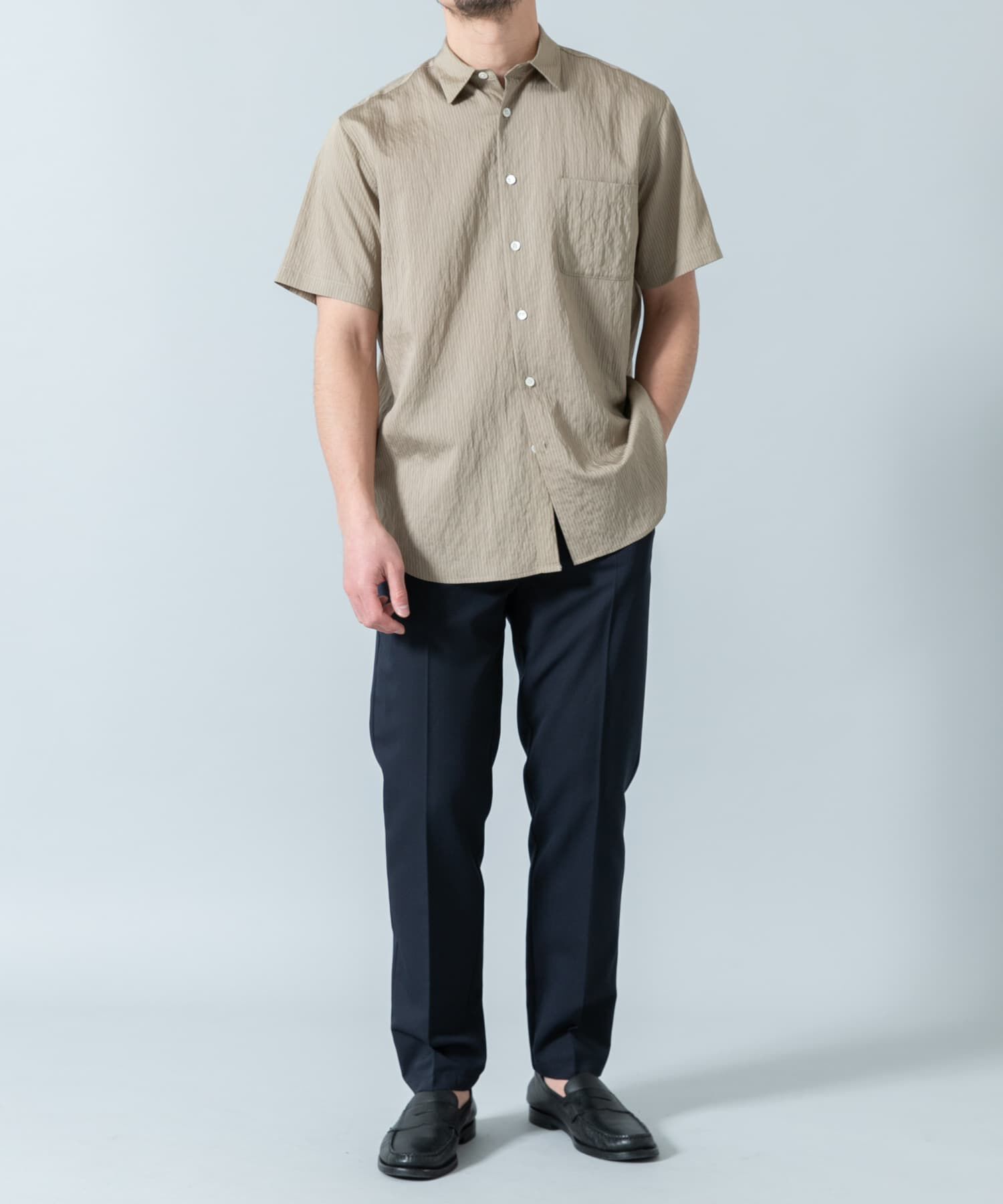 URBAN RESEARCH ROSSO「『WEB限定』『XLサイズあり』ストライプレギュラーカラー半袖シャツ」|シャツ・ブラウス|