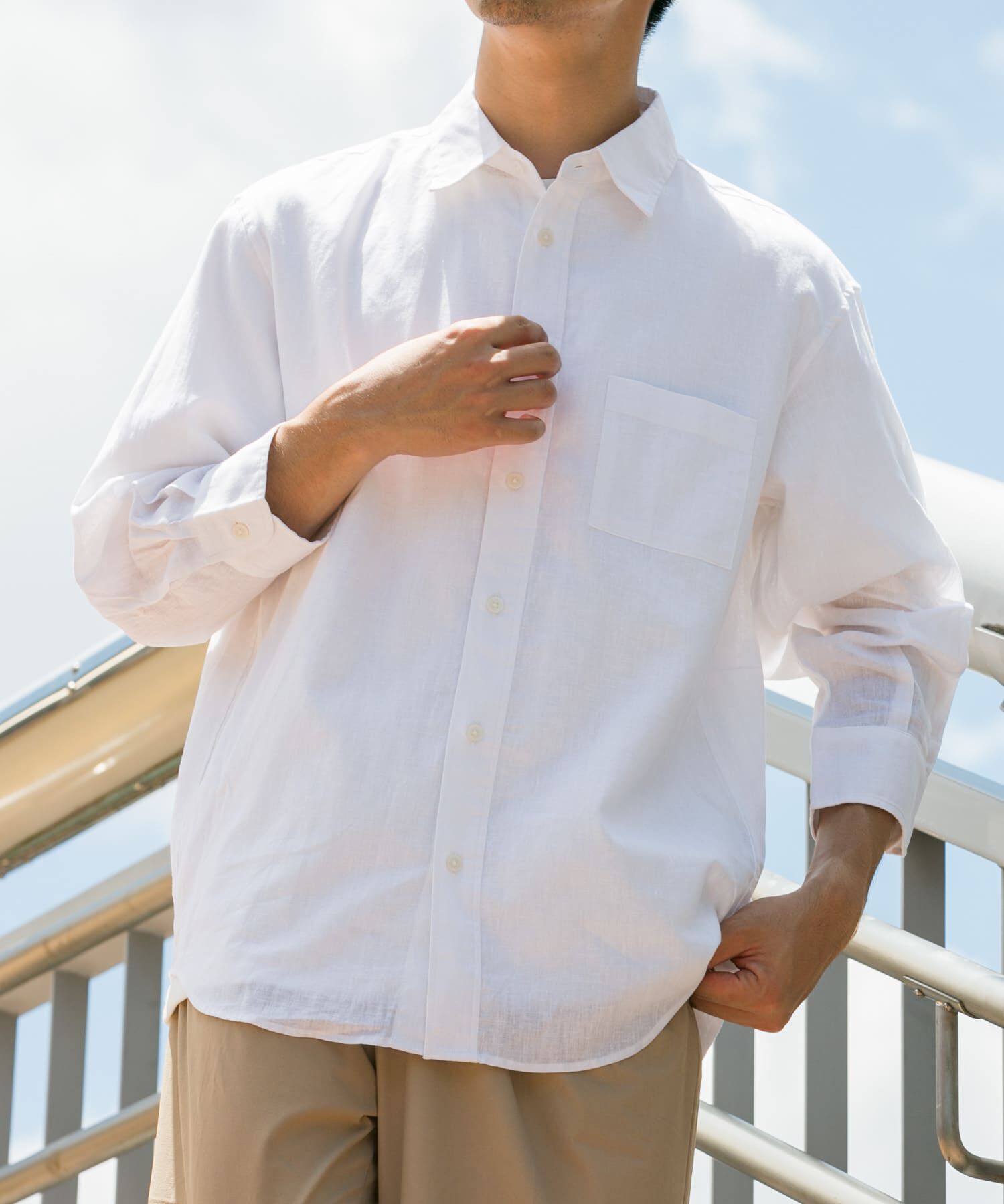 URBAN RESEARCH ROSSO「『XLサイズあり』リラックスコットンリネン7分袖シャツ」|シャツ・ブラウス|