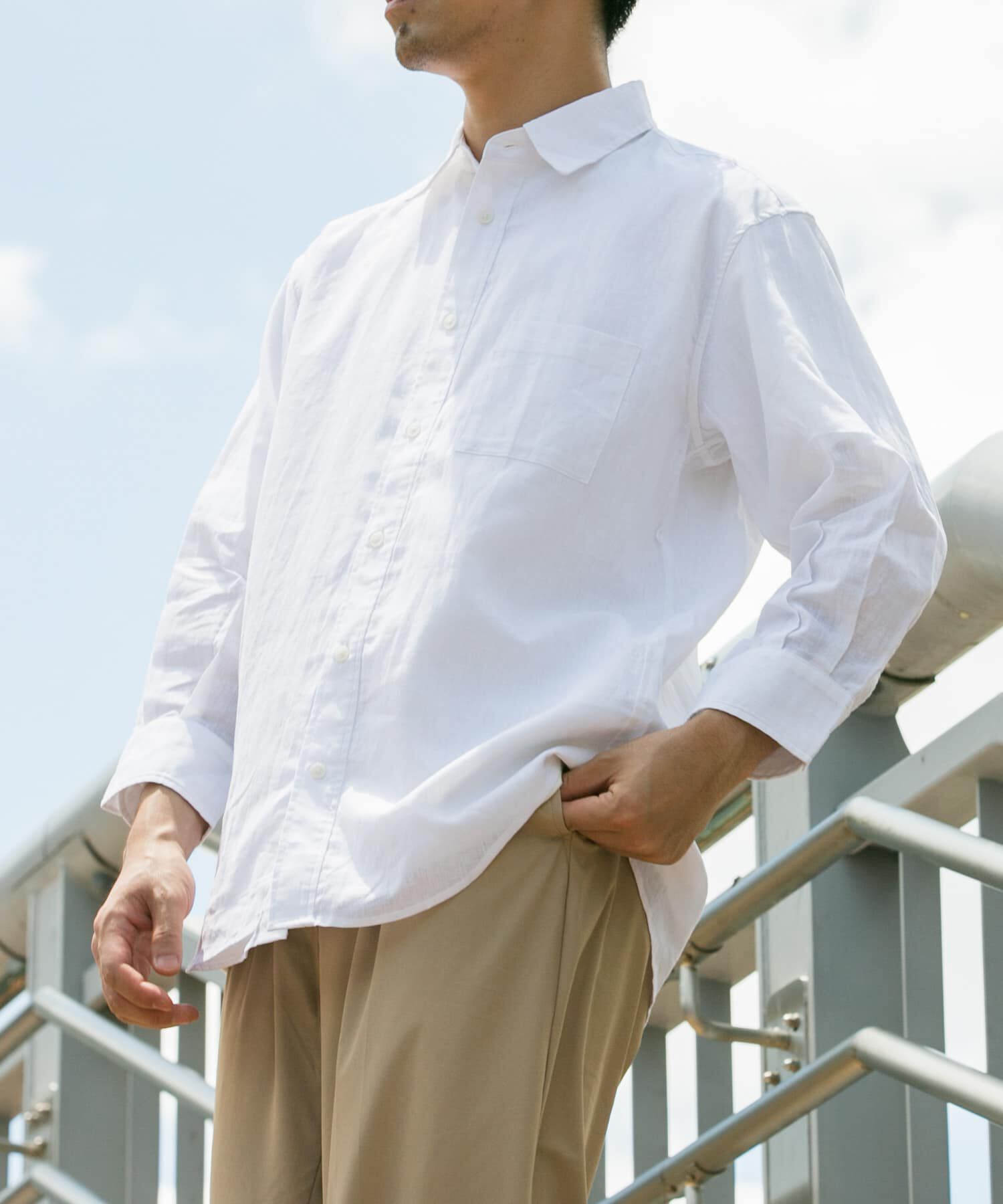 URBAN RESEARCH ROSSO「『XLサイズあり』リラックスコットンリネン7分袖シャツ」|シャツ・ブラウス|