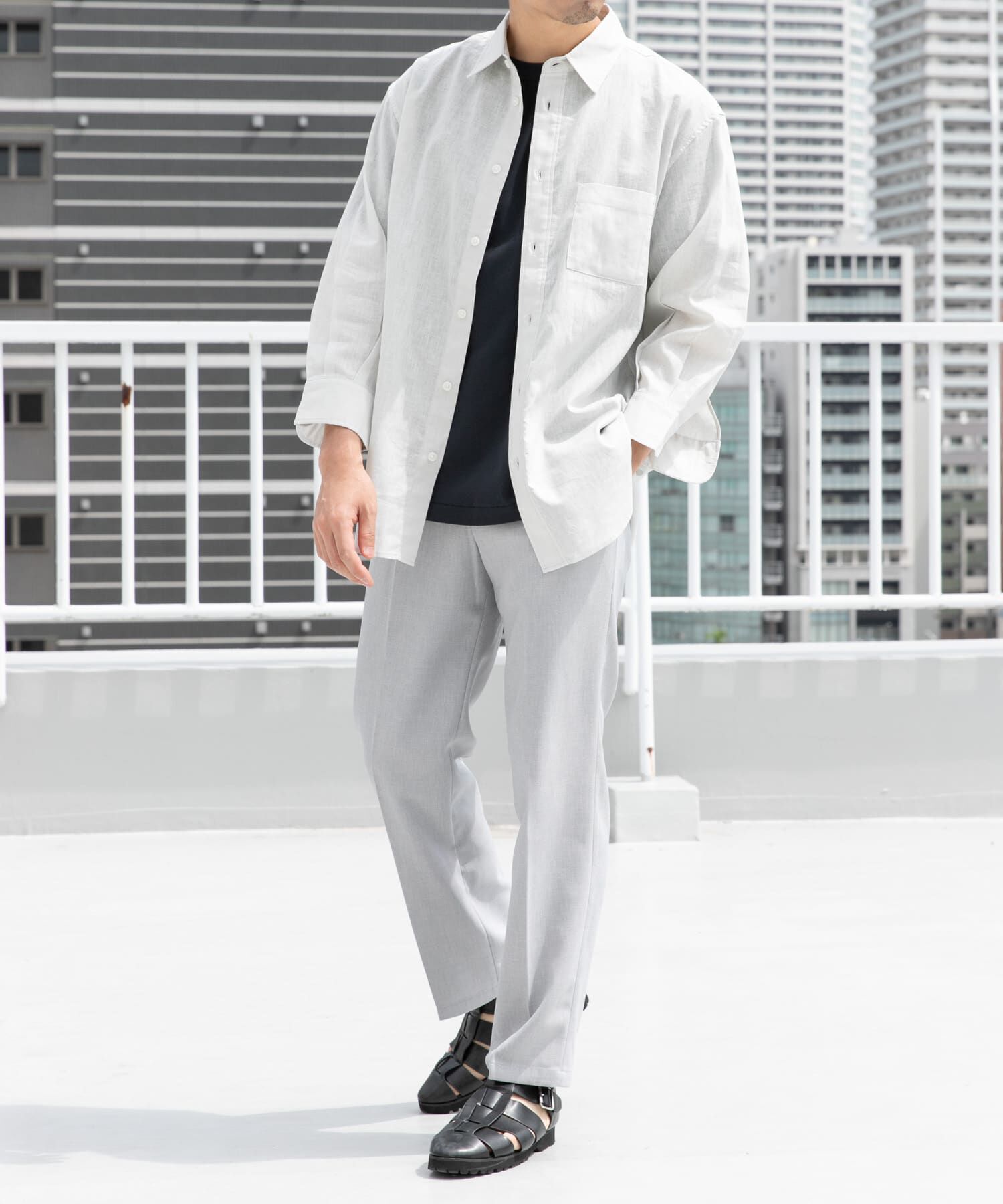 URBAN RESEARCH ROSSO「『XLサイズあり』リラックスコットンリネン7分袖シャツ」|シャツ・ブラウス|