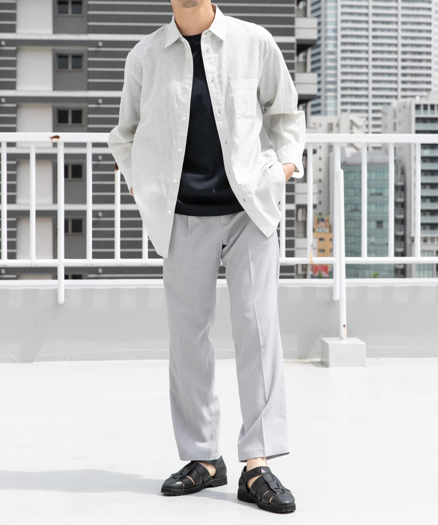 URBAN RESEARCH ROSSO「『XLサイズあり』リラックスコットンリネン7分袖シャツ」|シャツ・ブラウス|