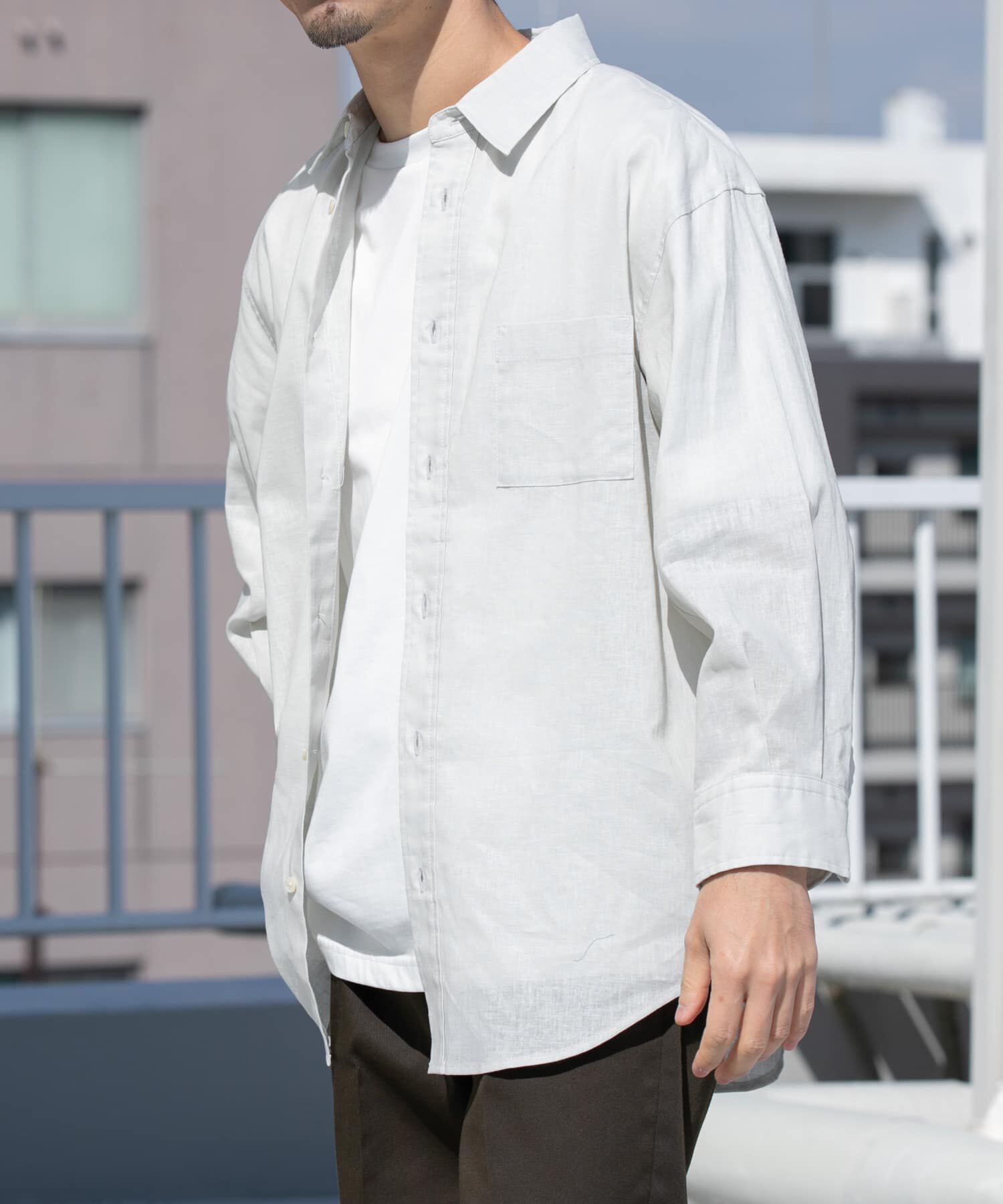 URBAN RESEARCH ROSSO「『XLサイズあり』リラックスコットンリネン7分袖シャツ」|シャツ・ブラウス|