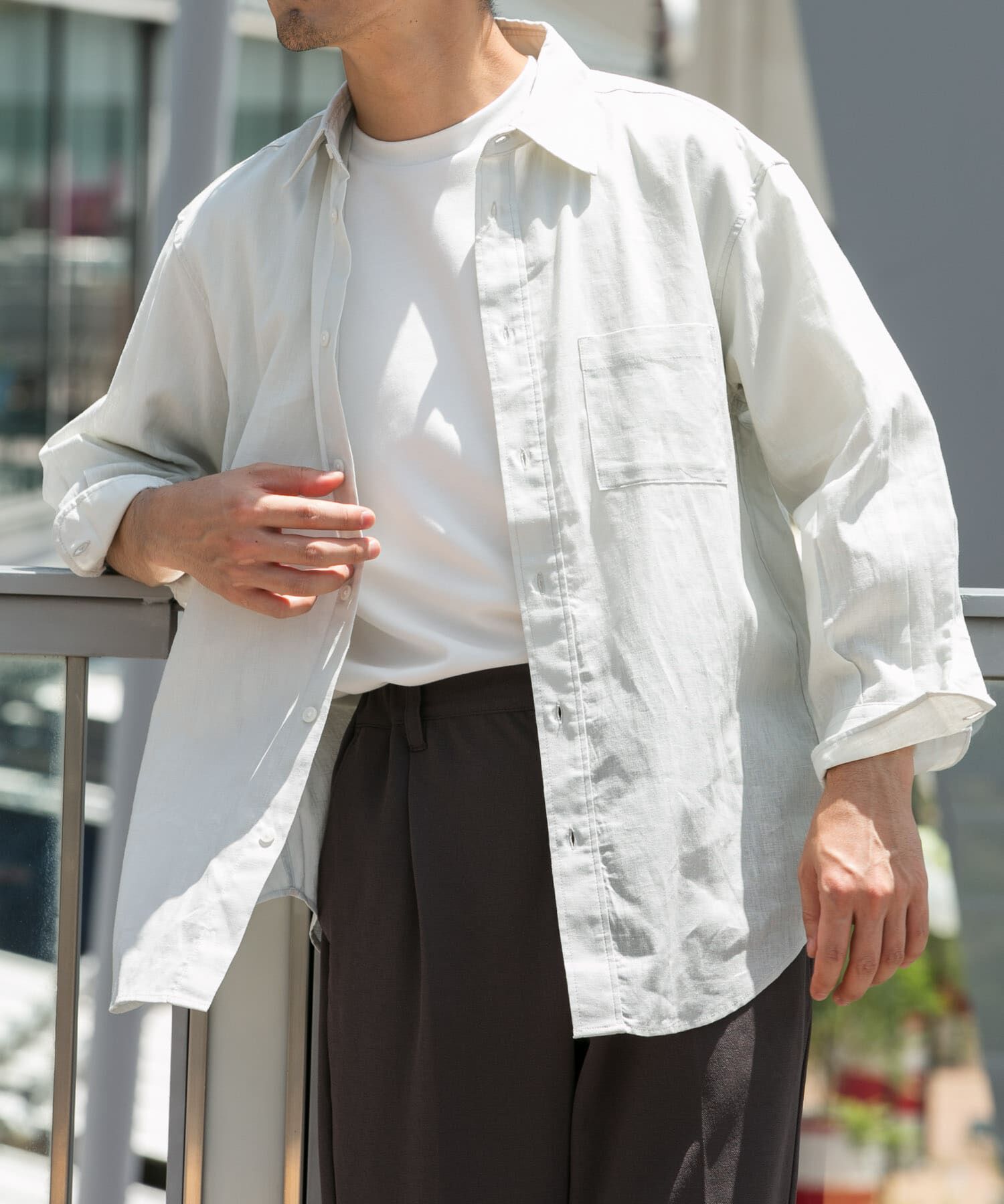 URBAN RESEARCH ROSSO「『XLサイズあり』リラックスコットンリネン7分袖シャツ」|シャツ・ブラウス|