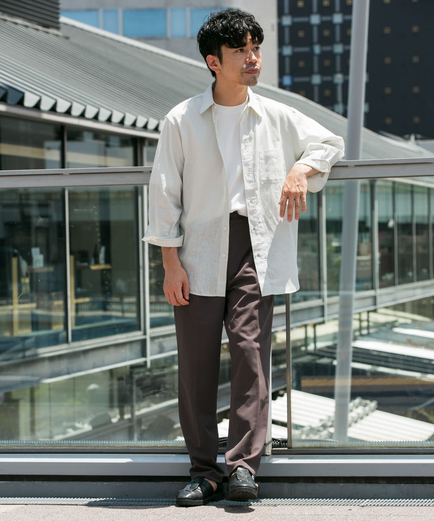 URBAN RESEARCH ROSSO「『XLサイズあり』リラックスコットンリネン7分袖シャツ」|シャツ・ブラウス|