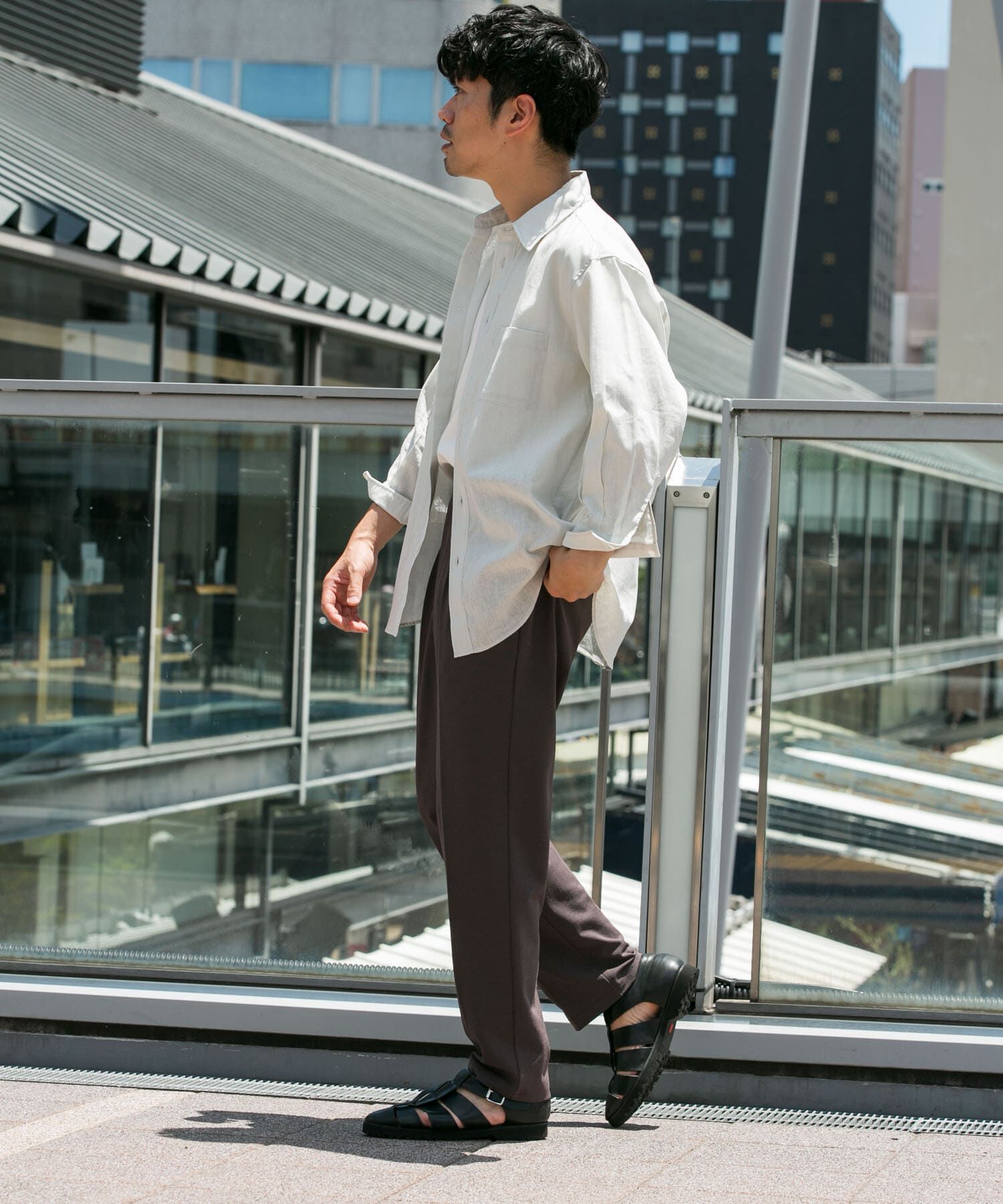 URBAN RESEARCH ROSSO「『XLサイズあり』リラックスコットンリネン7分袖シャツ」|シャツ・ブラウス|