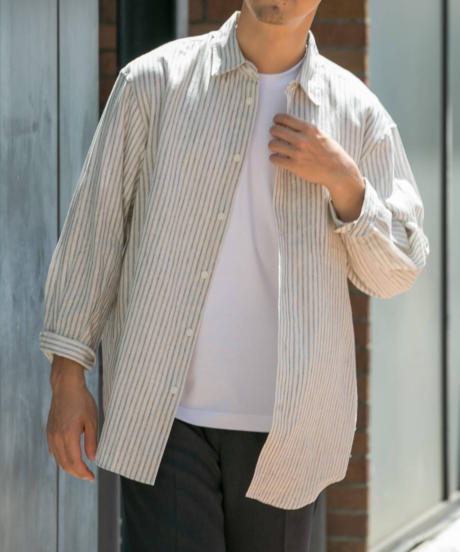 URBAN RESEARCH ROSSO「『XLサイズあり』リラックスコットンリネン7分袖シャツ」|シャツ・ブラウス|