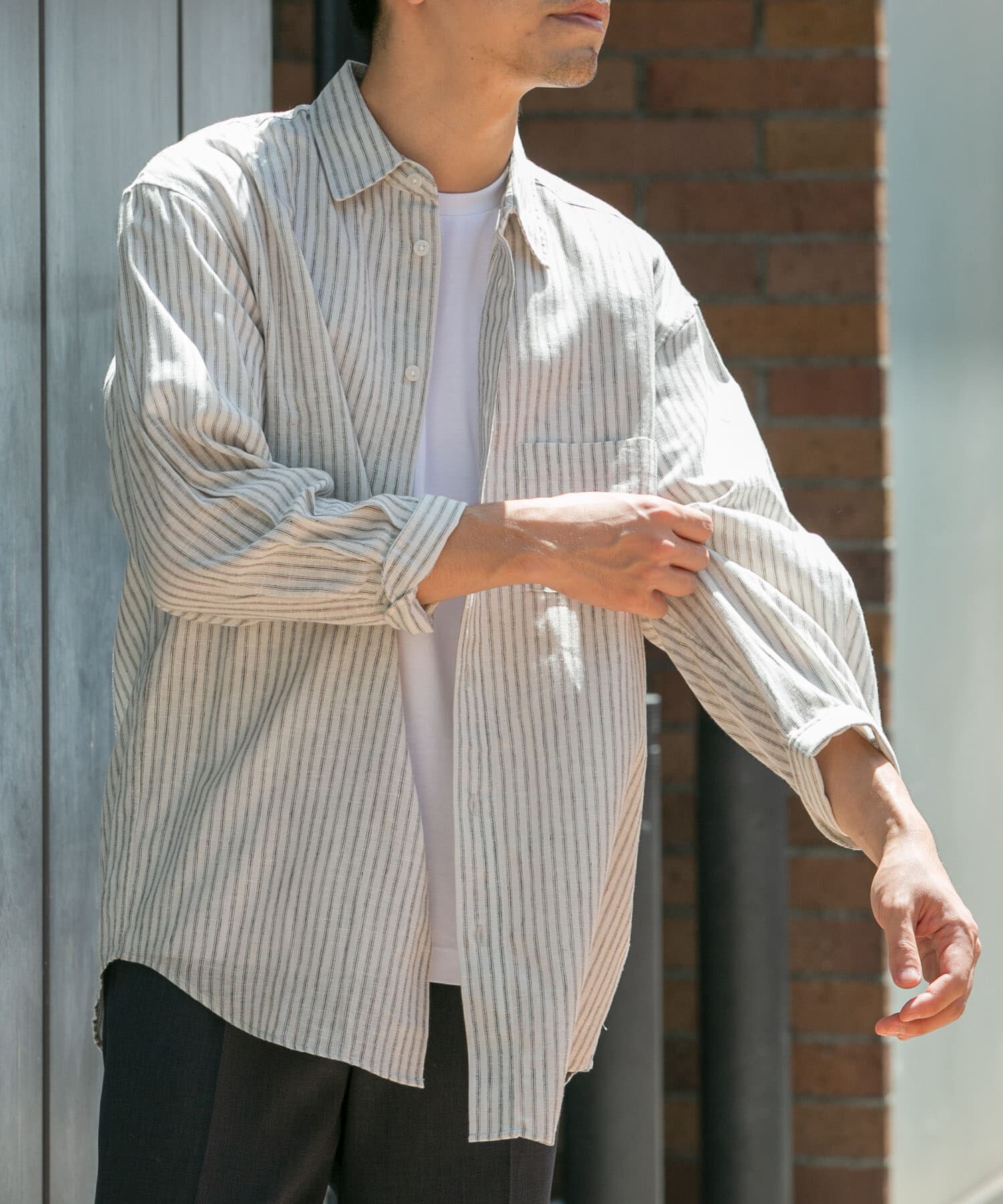 URBAN RESEARCH ROSSO「『XLサイズあり』リラックスコットンリネン7分袖シャツ」|シャツ・ブラウス|