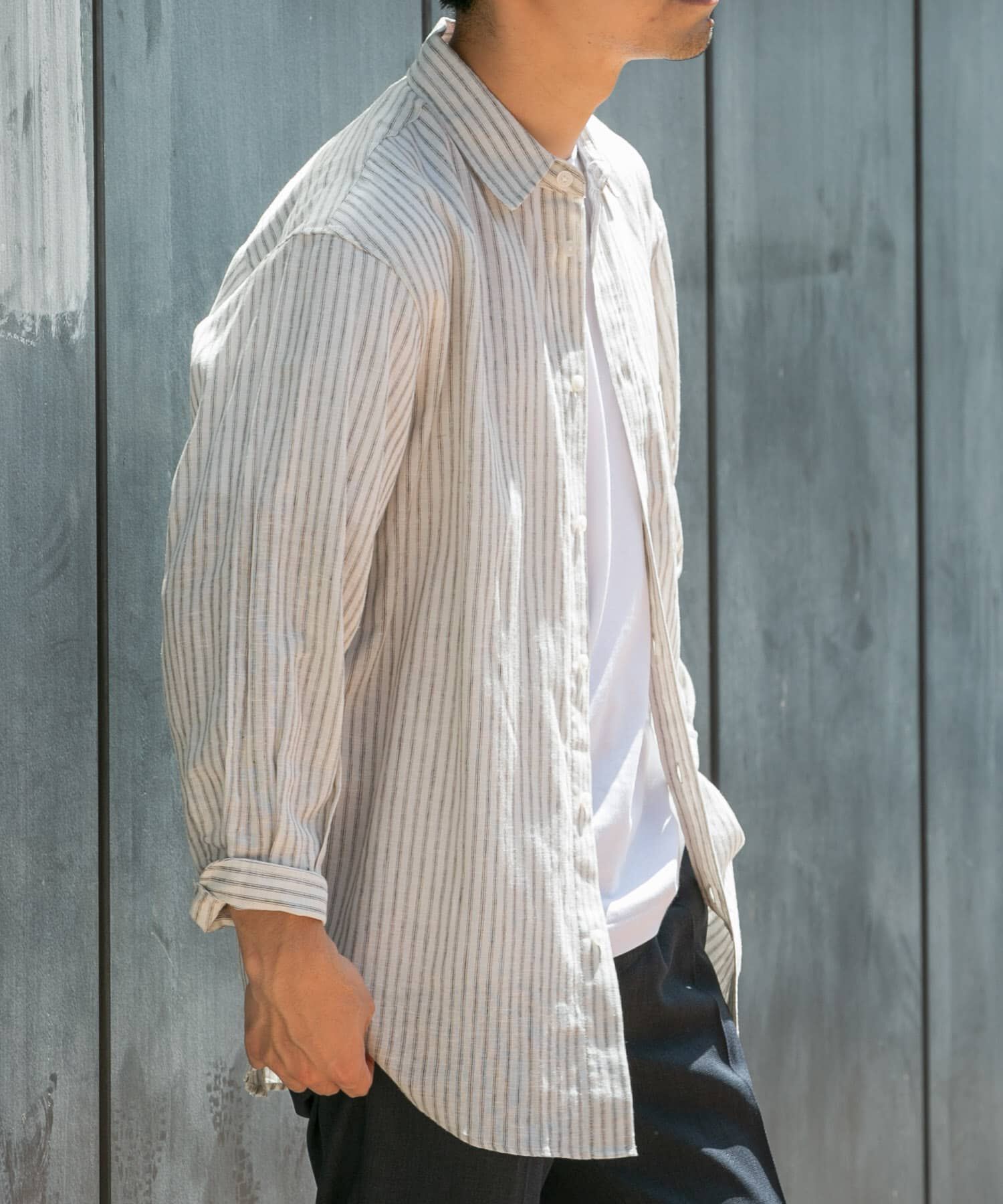 URBAN RESEARCH ROSSO「『XLサイズあり』リラックスコットンリネン7分袖シャツ」|シャツ・ブラウス|