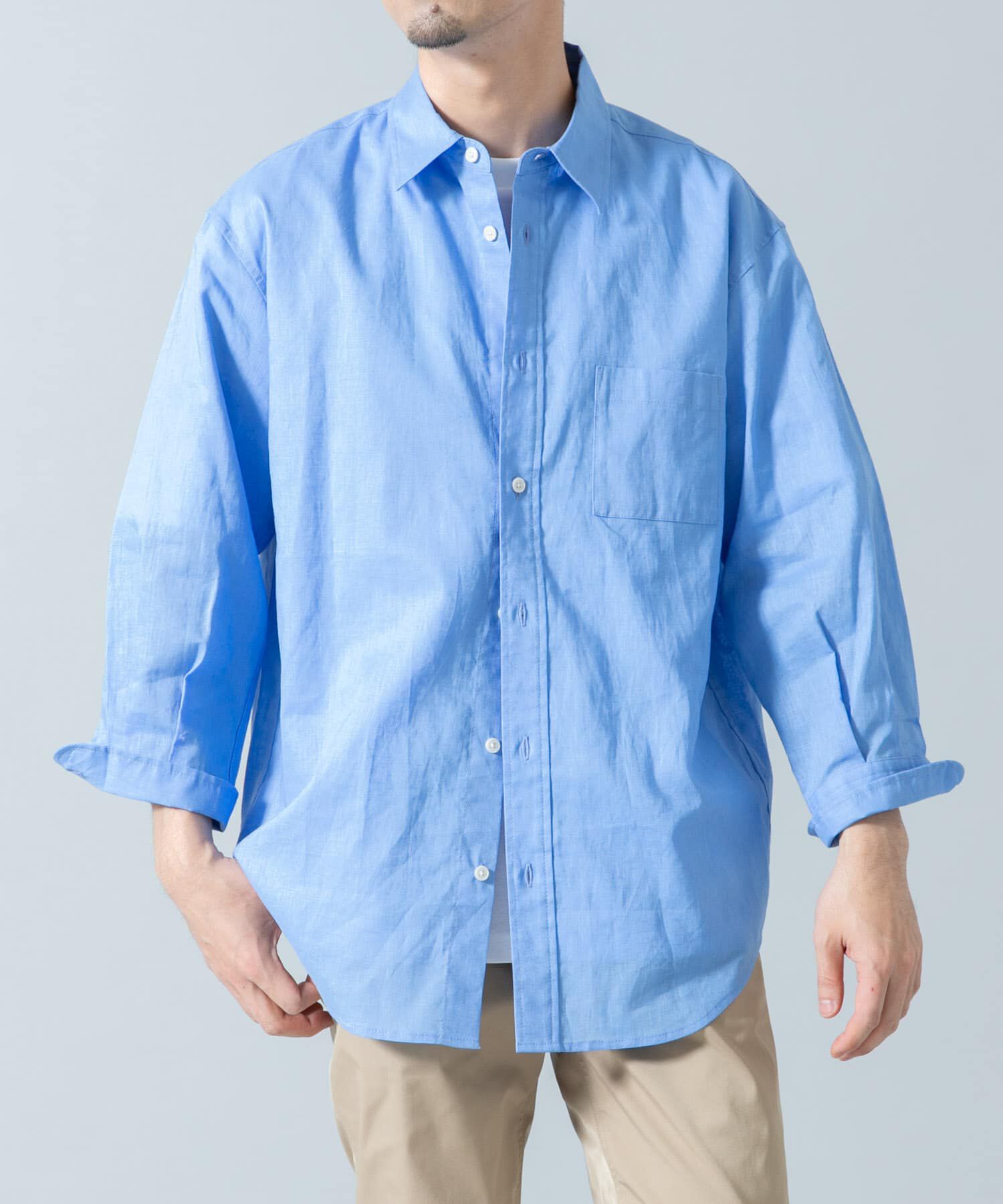 URBAN RESEARCH ROSSO「『XLサイズあり』リラックスコットンリネン7分袖シャツ」|シャツ・ブラウス|