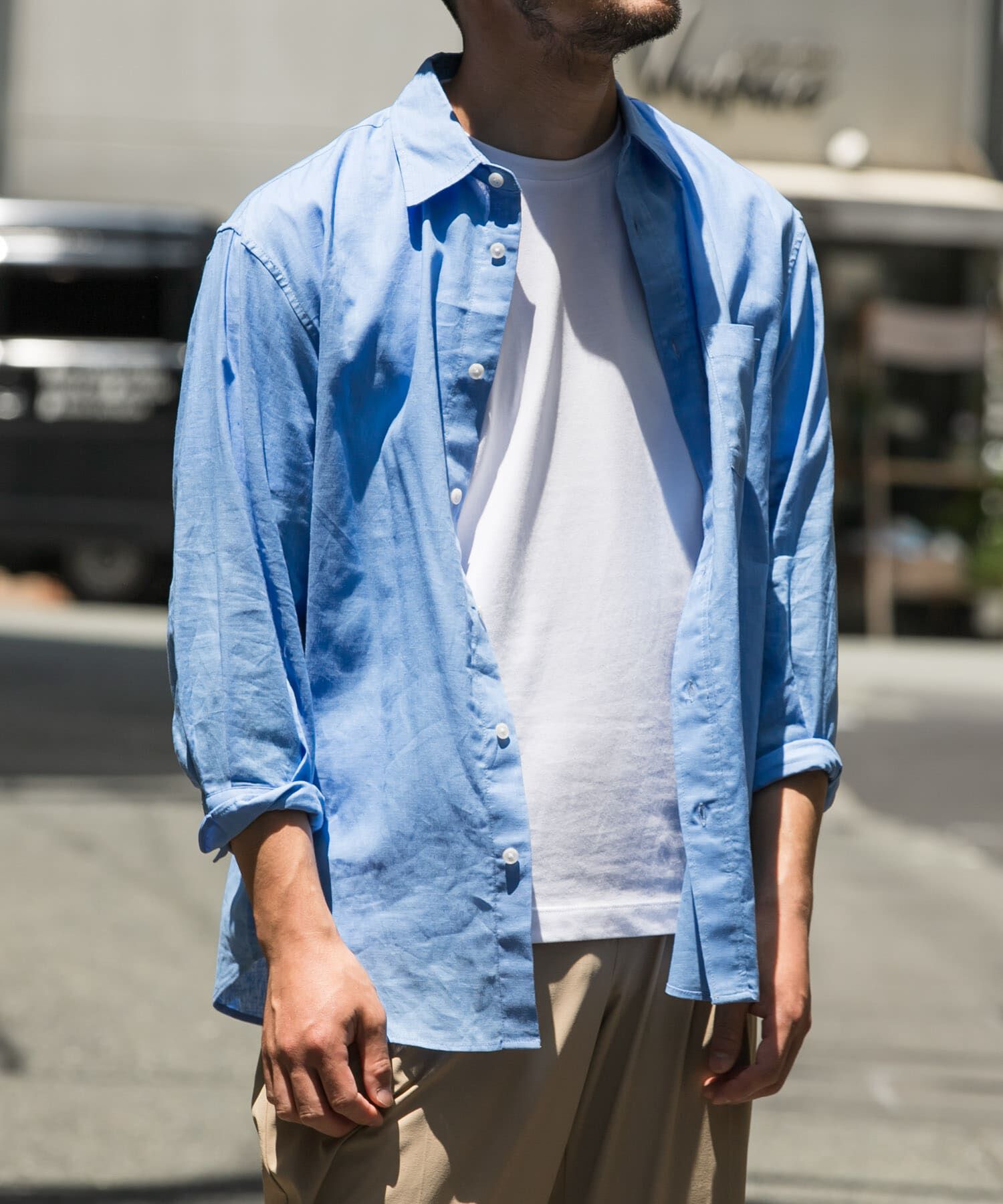 URBAN RESEARCH ROSSO「『XLサイズあり』リラックスコットンリネン7分袖シャツ」|シャツ・ブラウス|