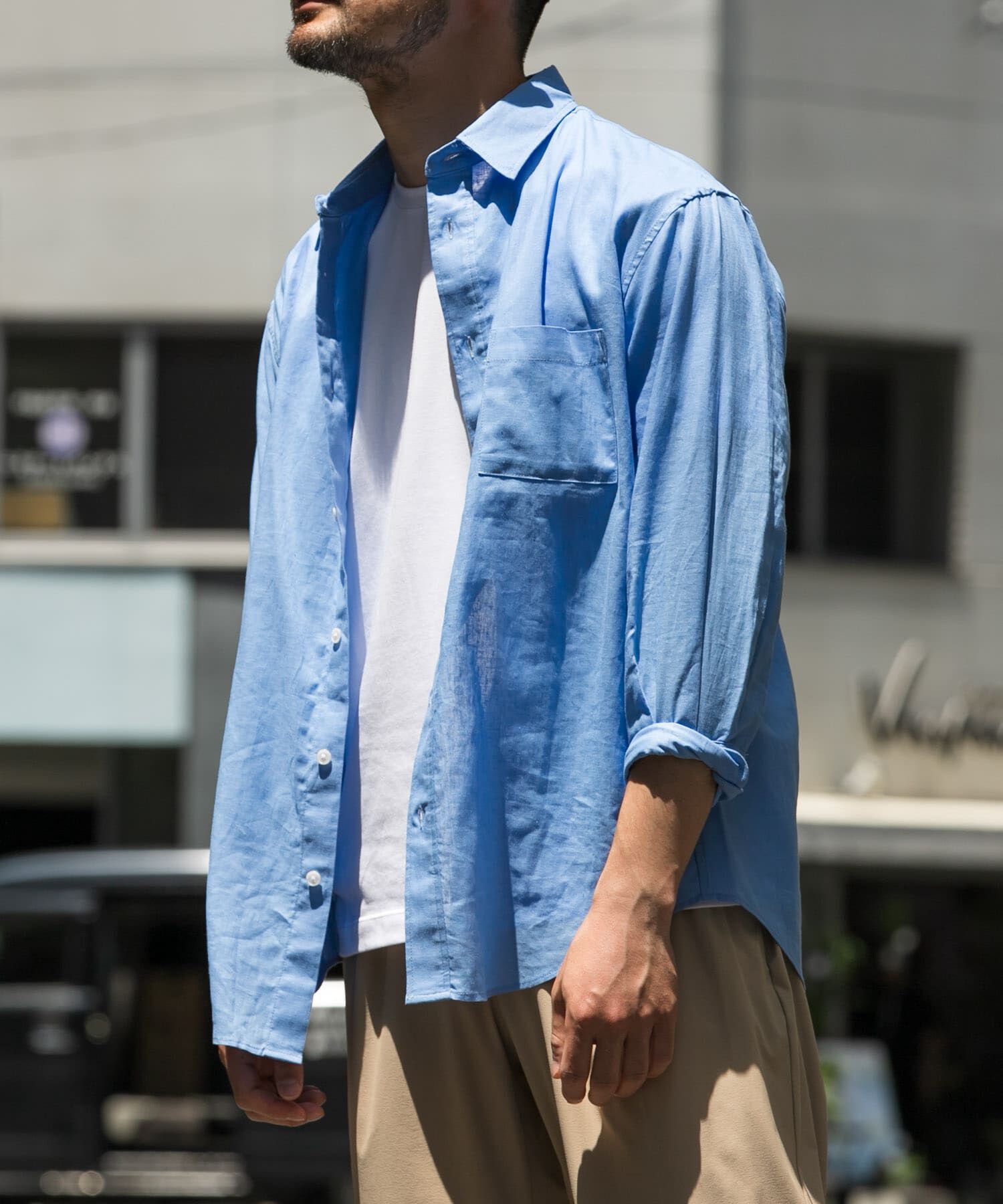 URBAN RESEARCH ROSSO「『XLサイズあり』リラックスコットンリネン7分袖シャツ」|シャツ・ブラウス|