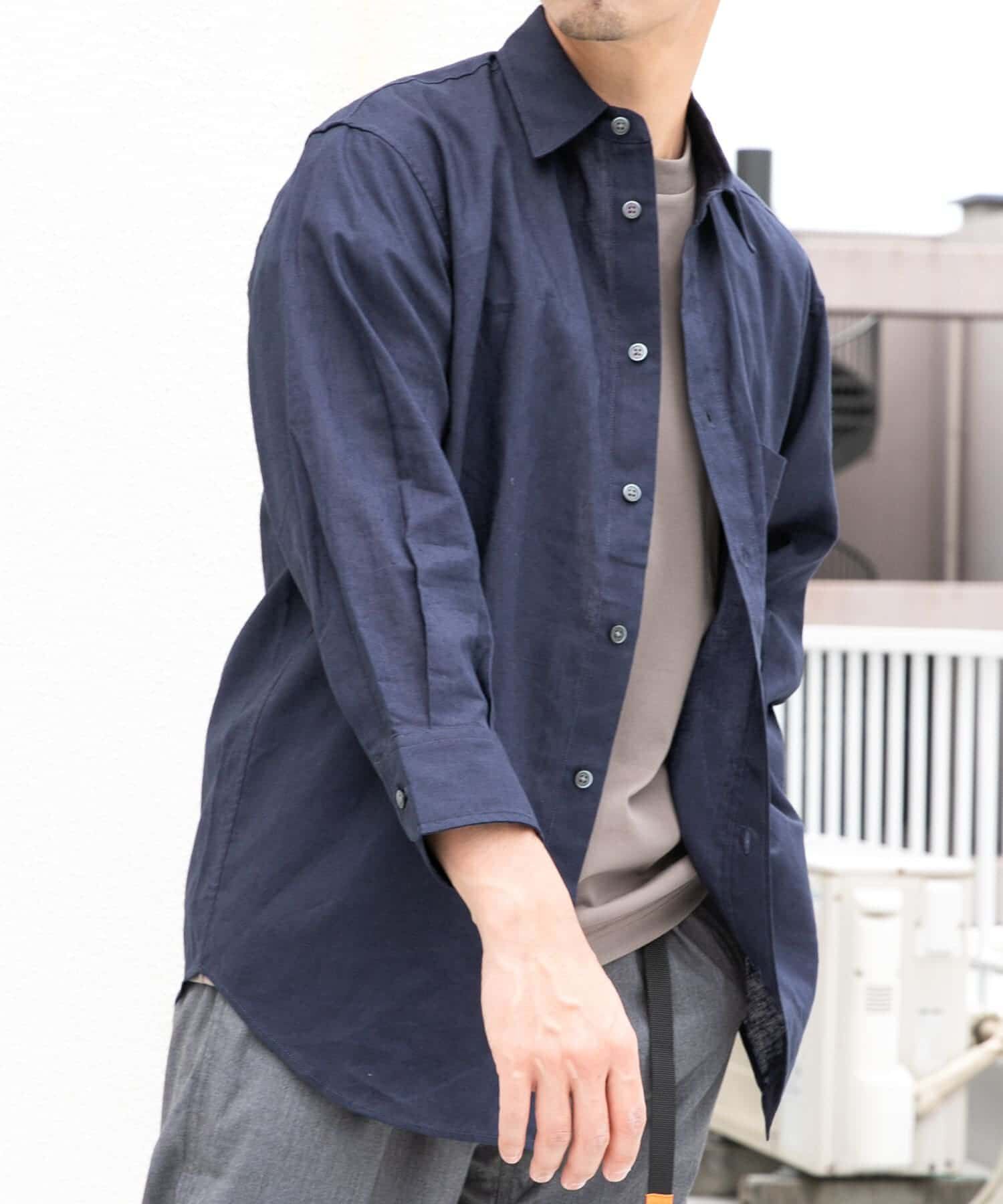 URBAN RESEARCH ROSSO「『XLサイズあり』リラックスコットンリネン7分袖シャツ」|シャツ・ブラウス|