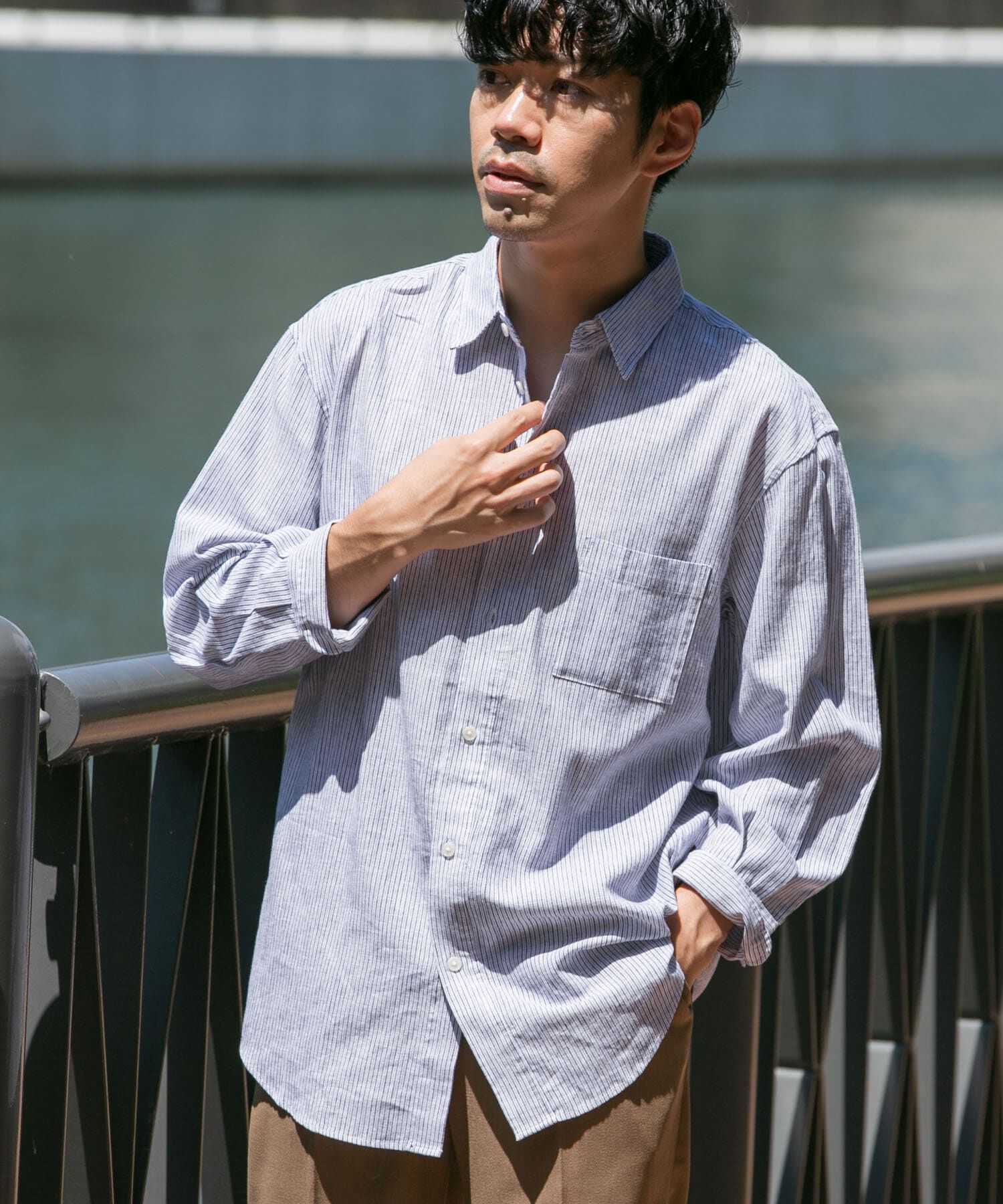 URBAN RESEARCH ROSSO「『XLサイズあり』リラックスコットンリネン7分袖シャツ」|シャツ・ブラウス|