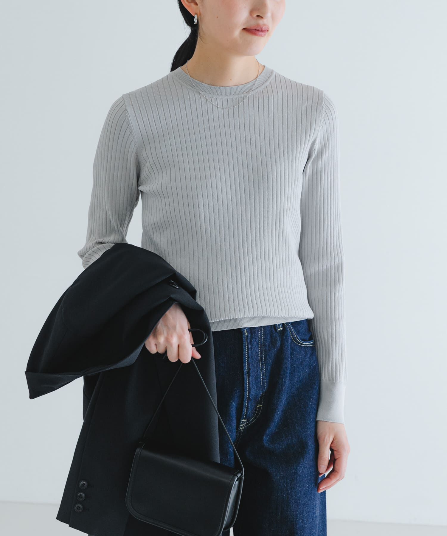 URBAN RESEARCH「『WEB限定』クルーネックコンパクトリブニット」|ニット・セーター|