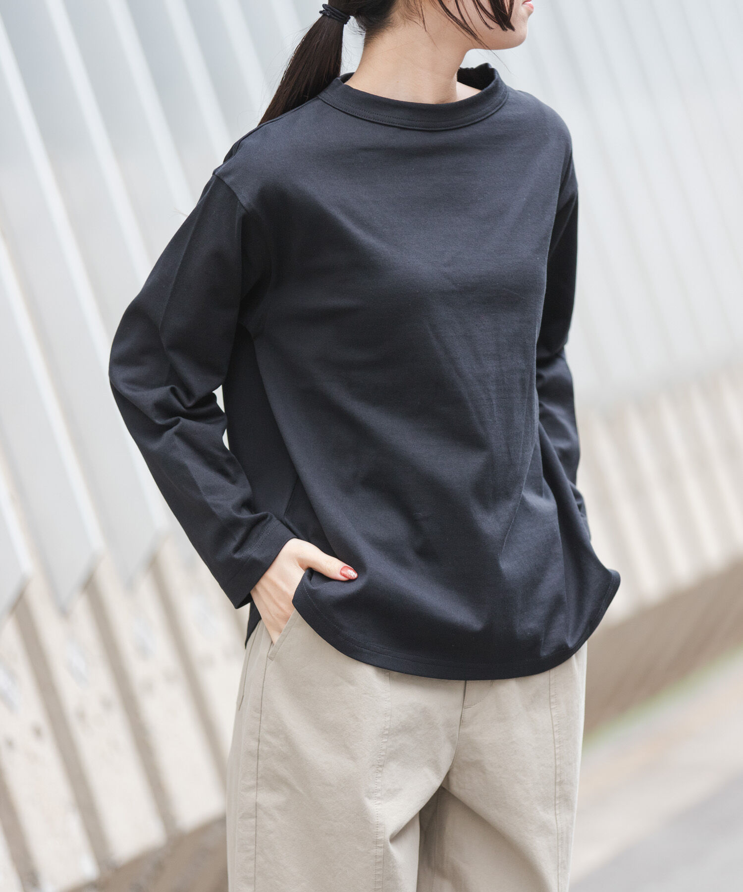 URBAN RESEARCH DOORS「FORK&SPOON　ボトルネックロングスリーブTシャツ」|Tシャツ・カットソー|ブラック