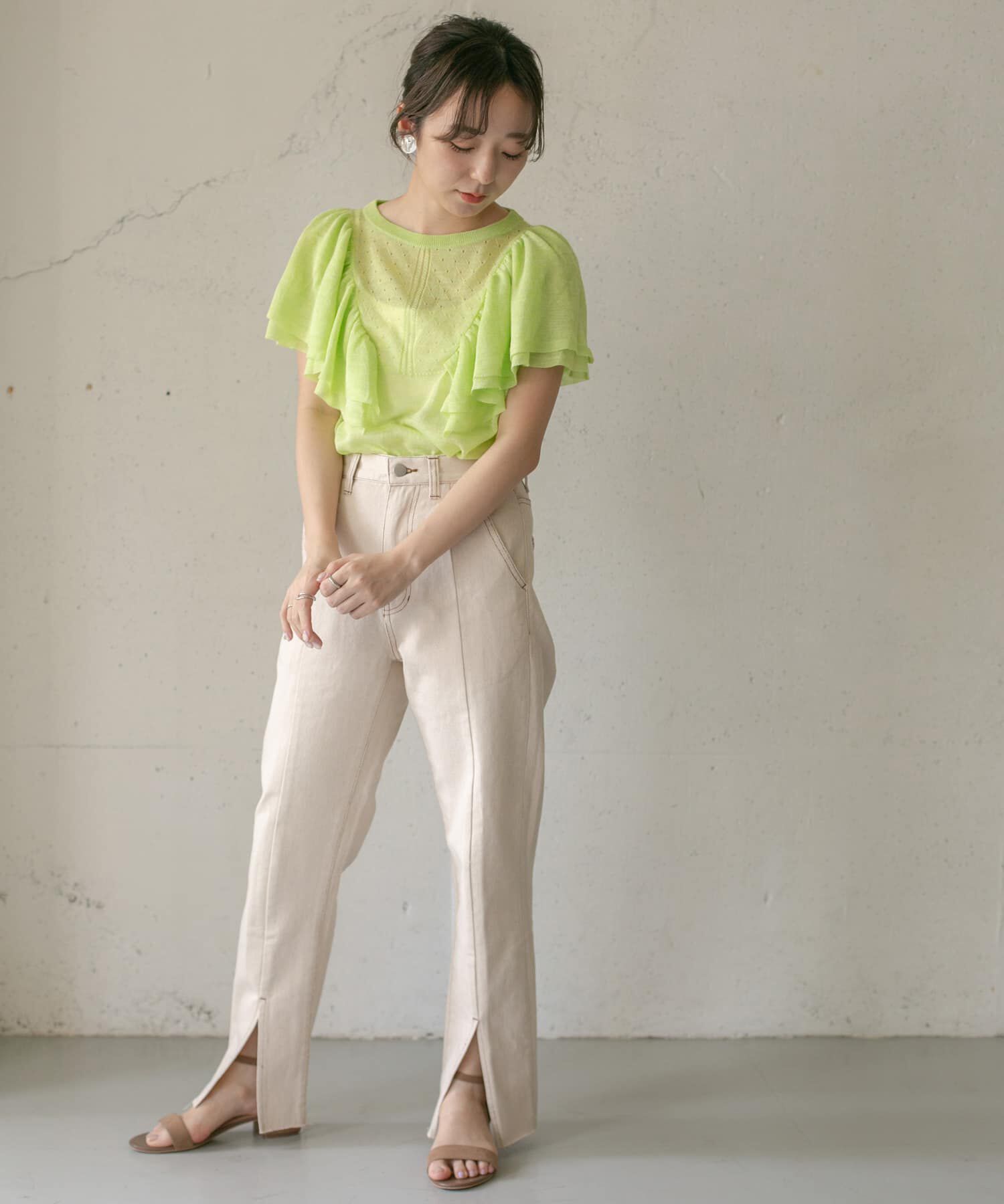  「透かし編みフリルニット&there4;」|ニット・セーター|