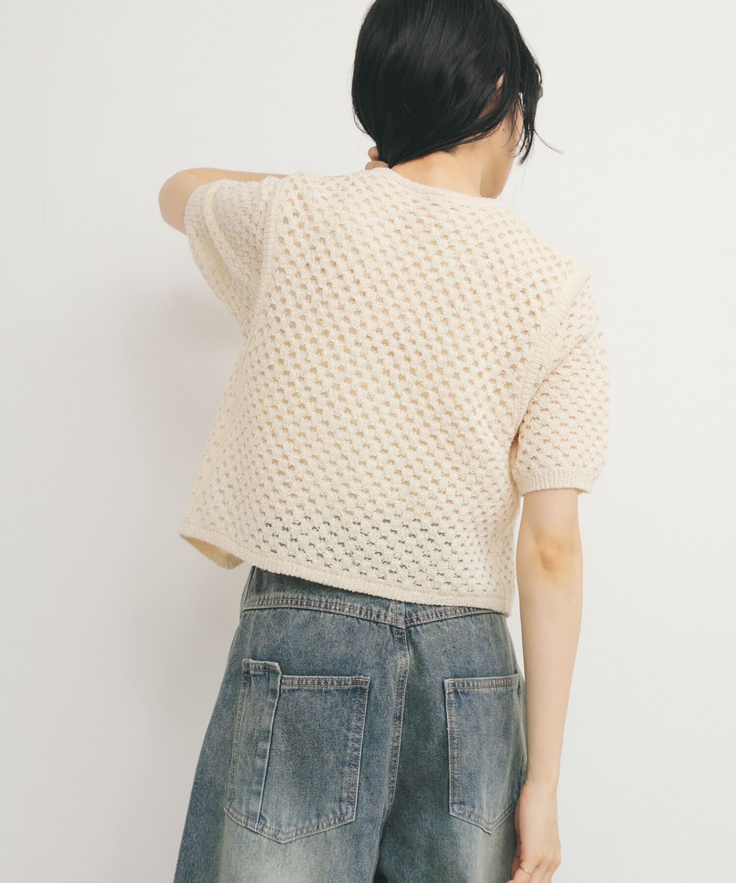  「ループヤーンメッシュプルオーバー」|ニット・セーター|