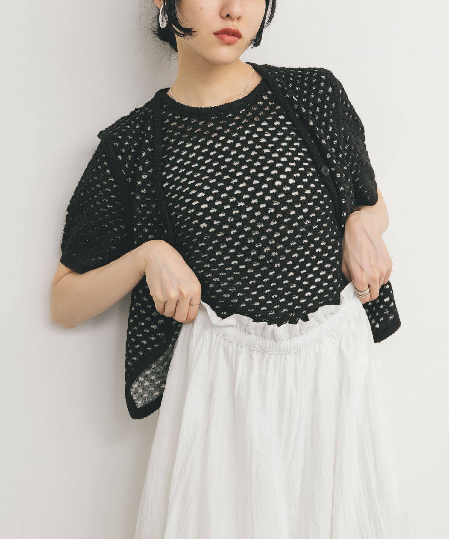  「ループヤーンメッシュプルオーバー」|ニット・セーター|