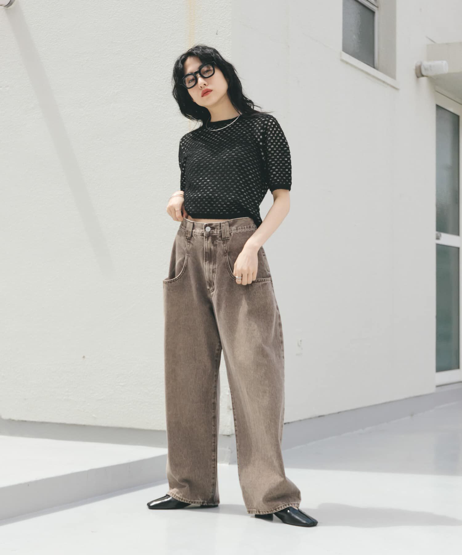  「ループヤーンメッシュプルオーバー」|ニット・セーター|