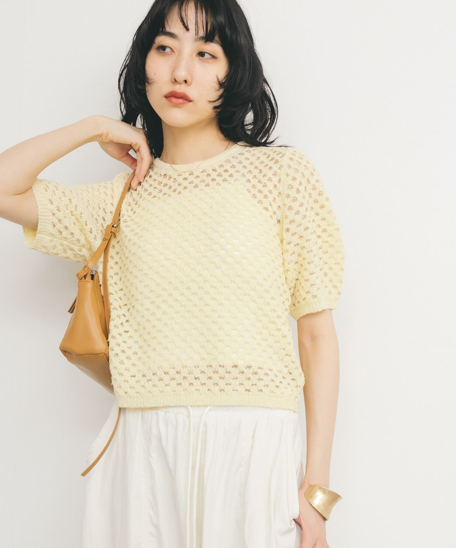  「ループヤーンメッシュプルオーバー」|ニット・セーター|