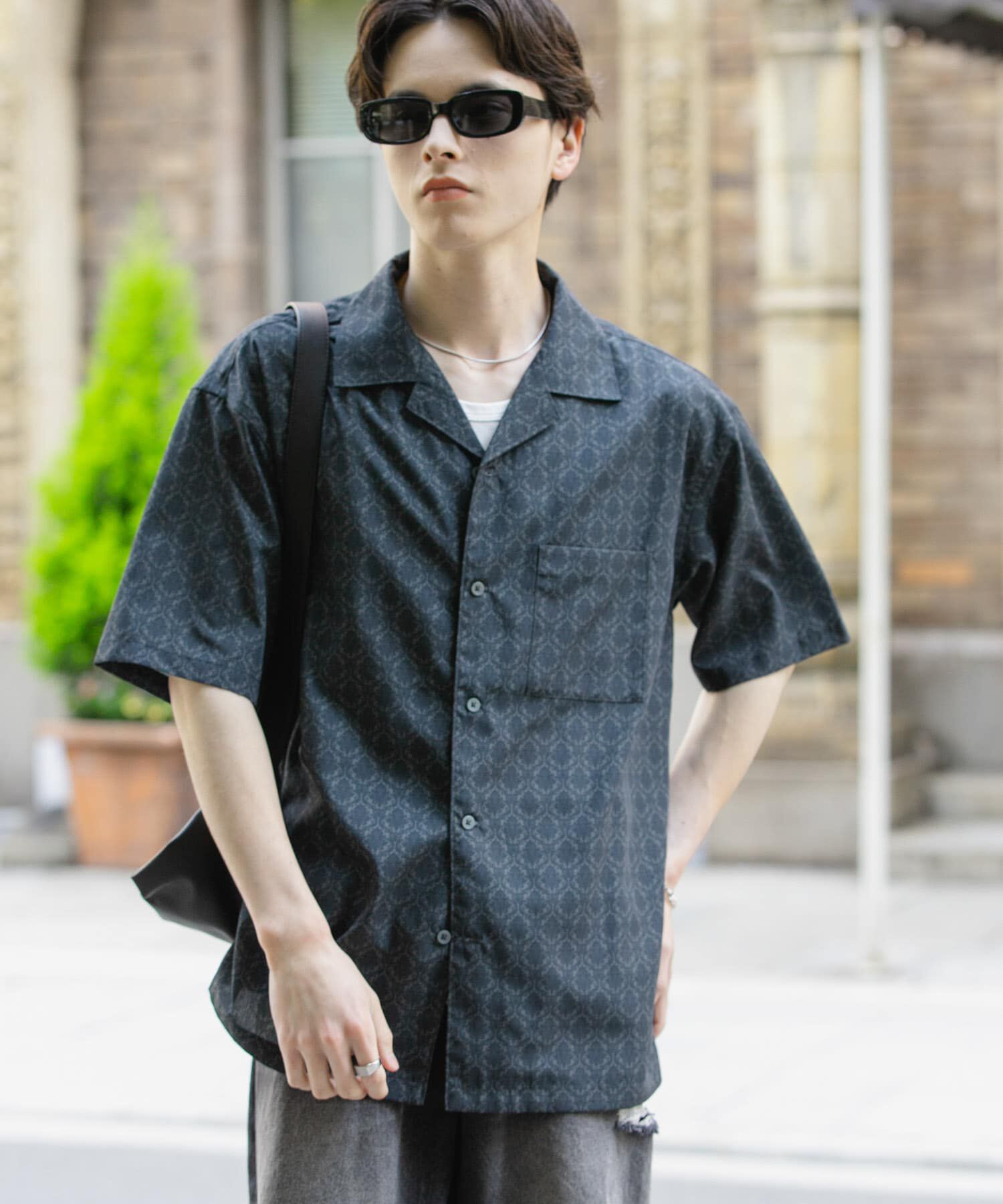 SENSE OF PLACE by URBAN RESEARCH「ダマスクオープンカラーショートスリーブシャツ」|シャツ・ブラウス|