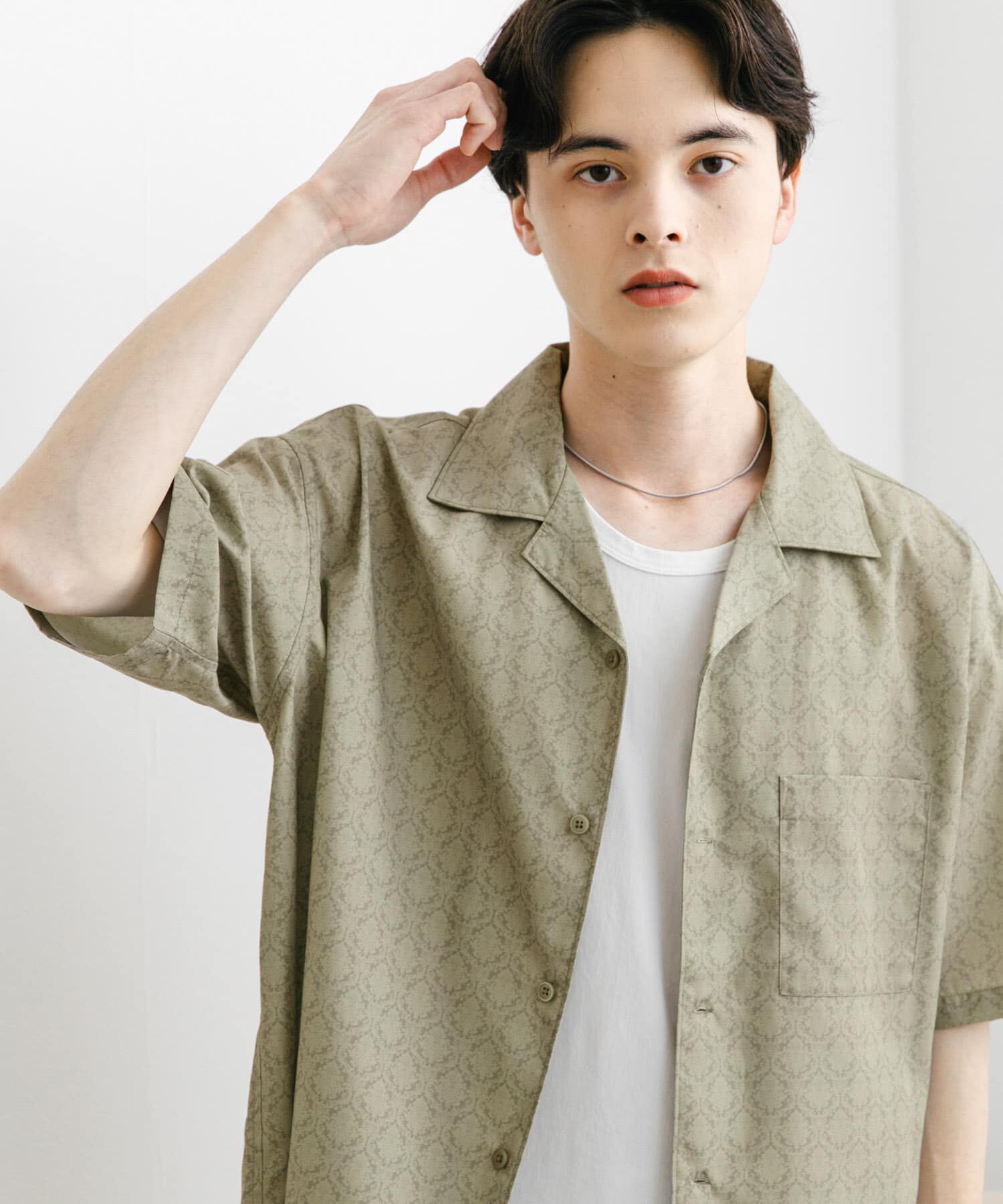 SENSE OF PLACE by URBAN RESEARCH「ダマスクオープンカラーショートスリーブシャツ」|シャツ・ブラウス|