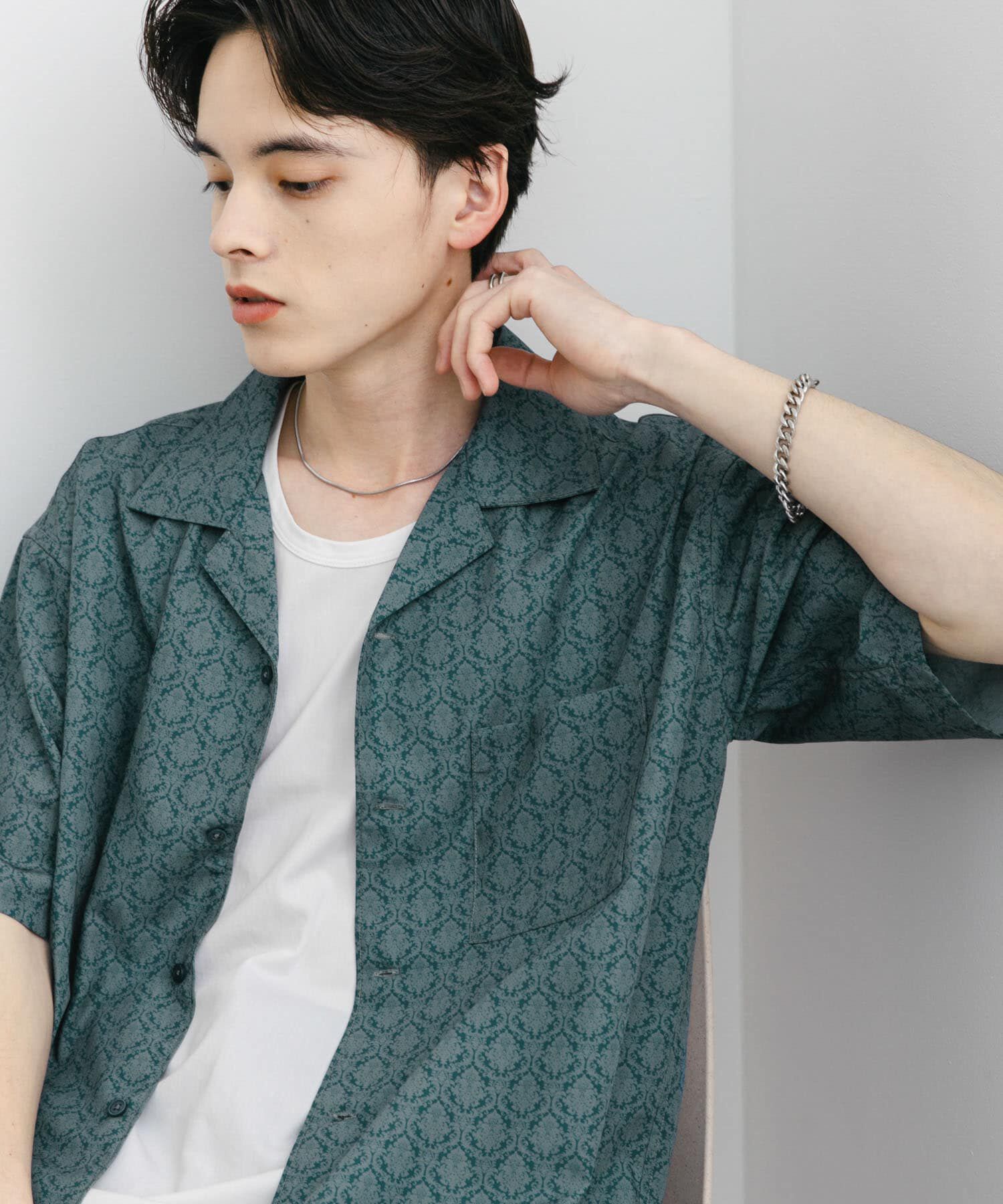 SENSE OF PLACE by URBAN RESEARCH「ダマスクオープンカラーショートスリーブシャツ」|シャツ・ブラウス|