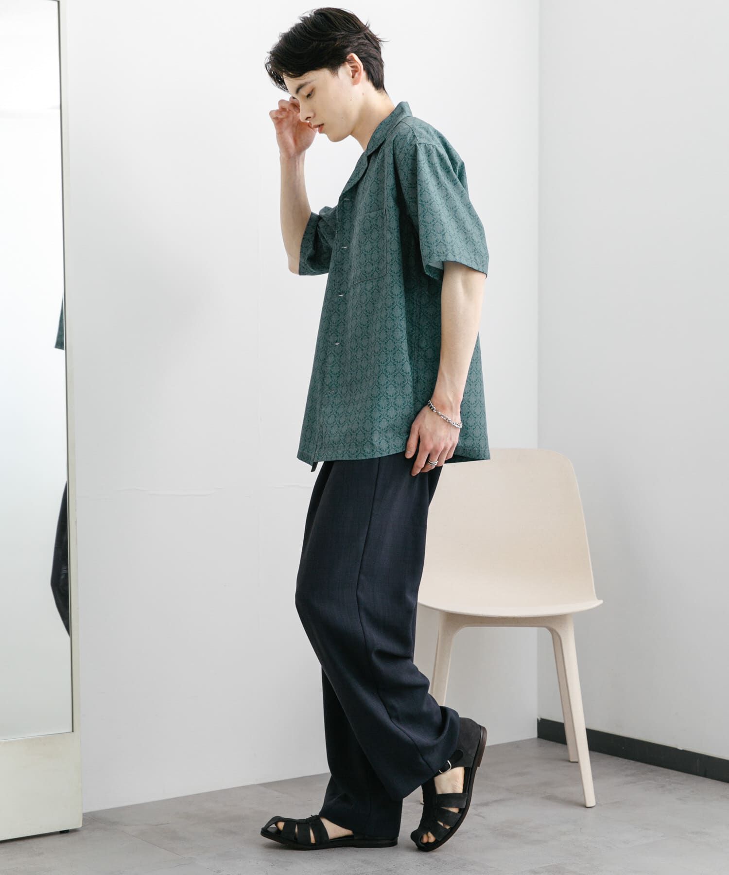 SENSE OF PLACE by URBAN RESEARCH「ダマスクオープンカラーショートスリーブシャツ」|シャツ・ブラウス|