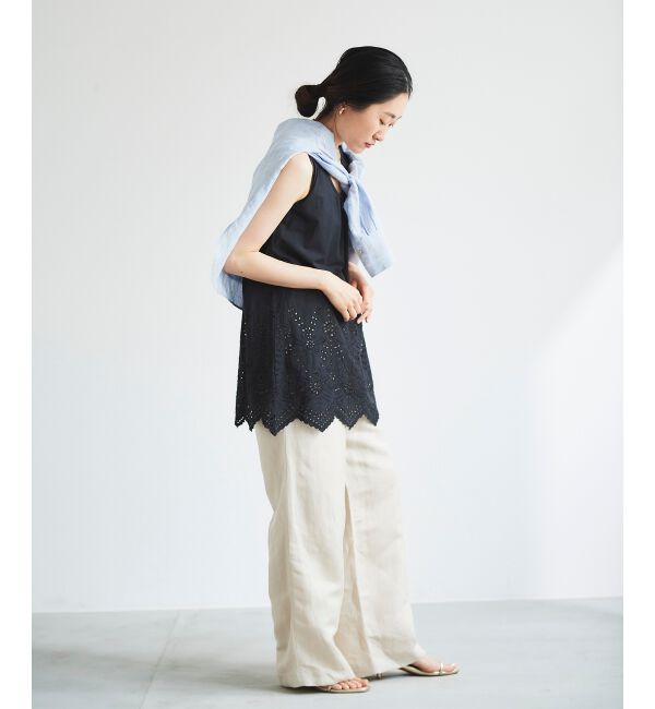  「コットンレースノースリーブブラウス」|シャツ・ブラウス|