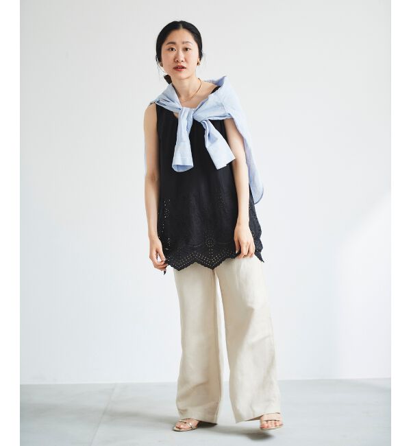 「コットンレースノースリーブブラウス」|シャツ・ブラウス|