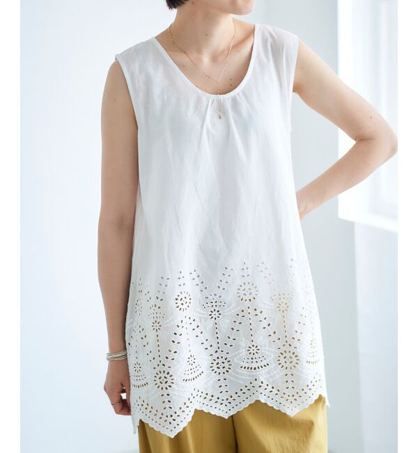  「コットンレースノースリーブブラウス」|シャツ・ブラウス|