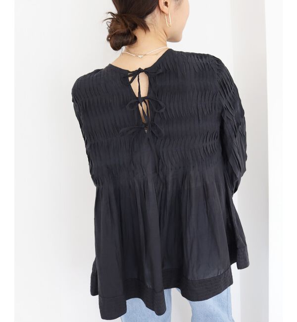 le.coeur blanc「《手洗い可能》TORRAZZO DONNAタックギャザーブラウス」|シャツ・ブラウス|ブラック