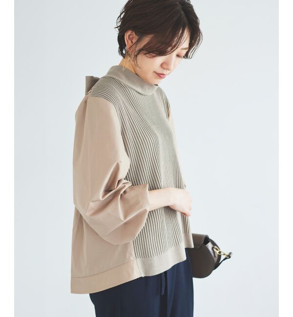 le.coeur blanc「《手洗い可能》TORRAZZO DONNAニット&times;布帛ブラウス」|シャツ・ブラウス|