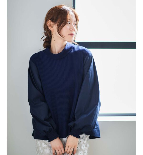 le.coeur blanc「《手洗い可能》TORRAZZO DONNAニット&times;布帛ブラウス」|シャツ・ブラウス|