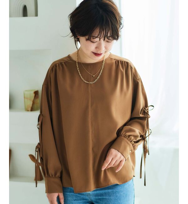 le.coeur blanc「ボリュームスリーブリボンブラウス」|シャツ・ブラウス|キャメル