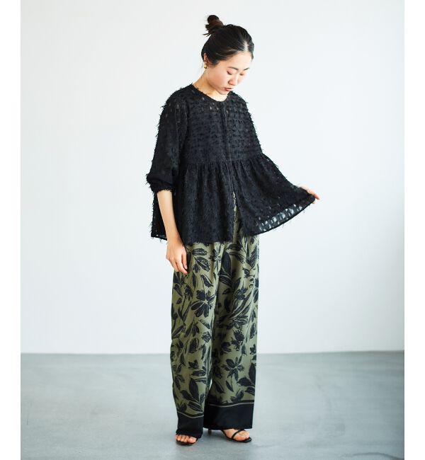 le.coeur blanc「《手洗い可能》フリンジジャガードペプラムブラウス」|シャツ・ブラウス|