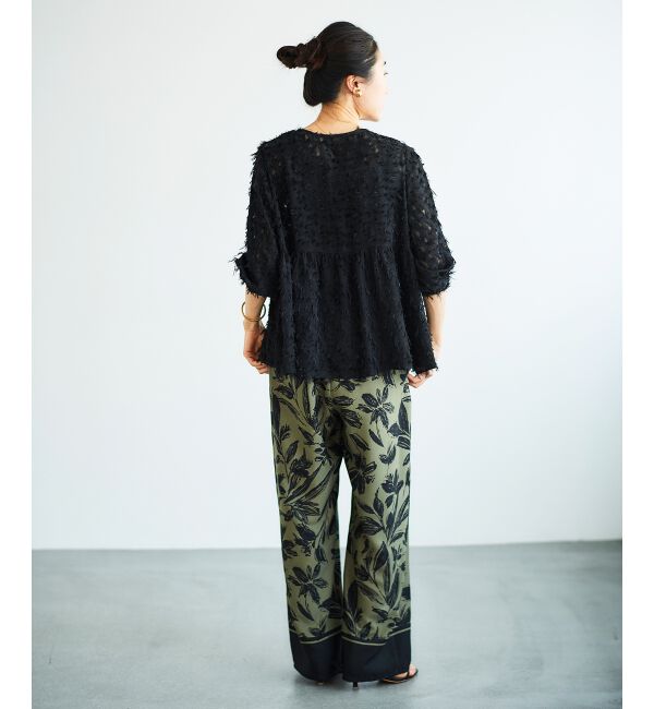 le.coeur blanc「《手洗い可能》フリンジジャガードペプラムブラウス」|シャツ・ブラウス|