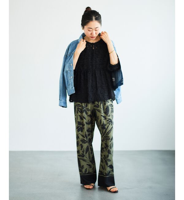 le.coeur blanc「《手洗い可能》フリンジジャガードペプラムブラウス」|シャツ・ブラウス|