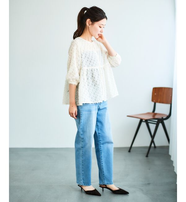 le.coeur blanc「《手洗い可能》フリンジジャガードペプラムブラウス」|シャツ・ブラウス|