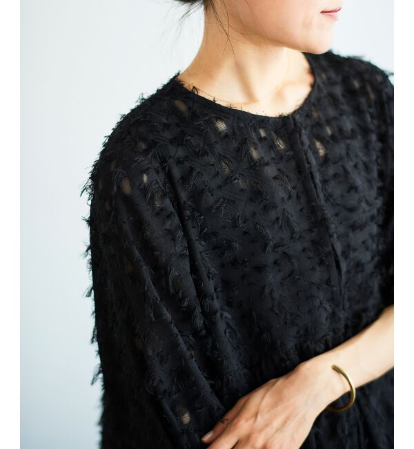 le.coeur blanc「《手洗い可能》フリンジジャガードペプラムブラウス」|シャツ・ブラウス|