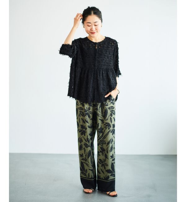 le.coeur blanc「《手洗い可能》フリンジジャガードペプラムブラウス」|シャツ・ブラウス|