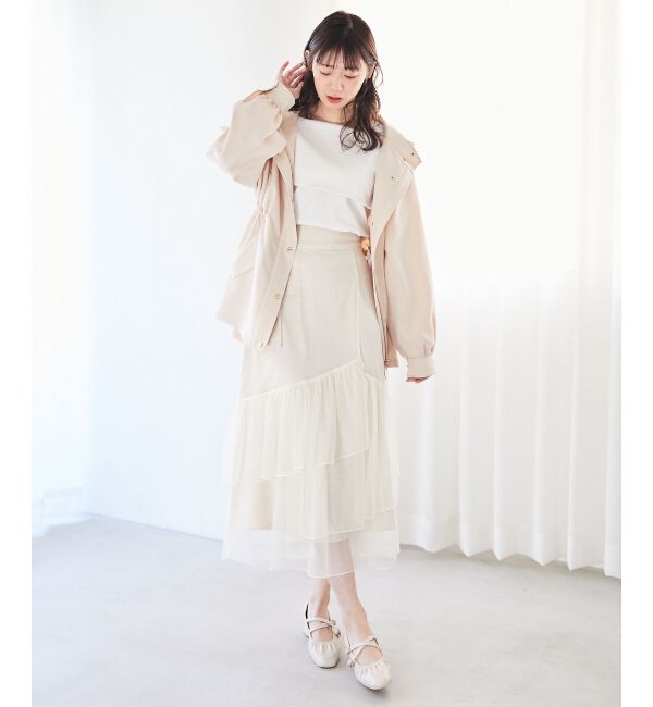 MAJESTICLEGON「ウエストきゅっとミディブルゾン」|ブルゾン・スタジャン|ベージュ