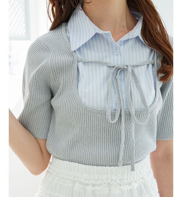  「シャツドッキングリブニット」|ニット・セーター|