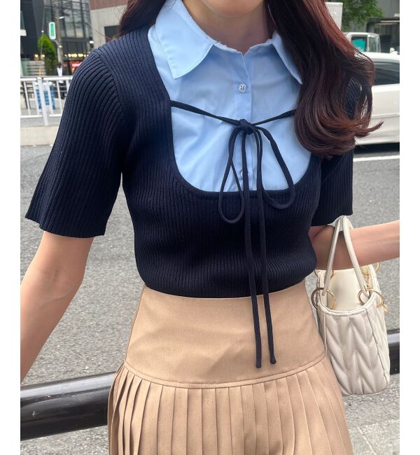  「シャツドッキングリブニット」|ニット・セーター|