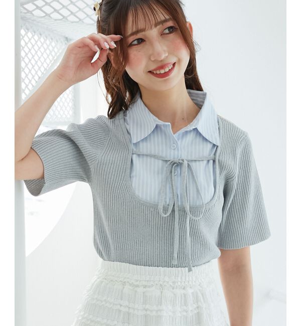  「シャツドッキングリブニット」|ニット・セーター|