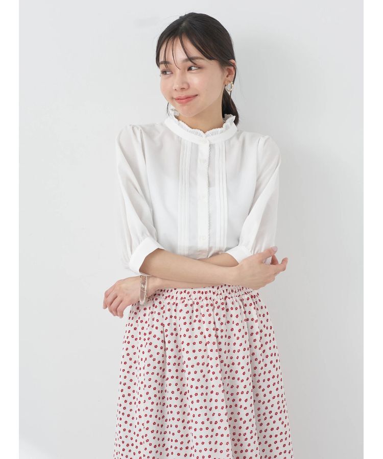 earth music&ecology「ピンタックフリルブラウス」|シャツ・ブラウス|Off White