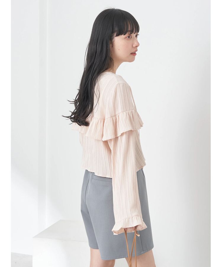 earth music&ecology「フリル切替えショートブラウス」|シャツ・ブラウス|